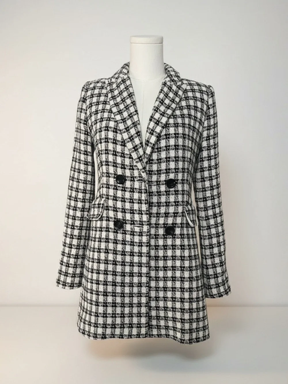 Vince Camuto Tweed Blazer Black Ivory Double-Breasted Size 0